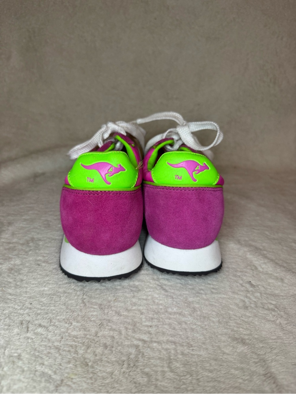 Vintage KangaROOS Neon Pink Green Retro Running Sneakers Size 8 - Picture 2 of 8